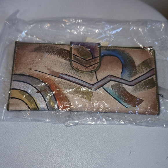 NWT Vintage Sam Sam Hand-Painted Leather Wallet - Picture 2 of 4